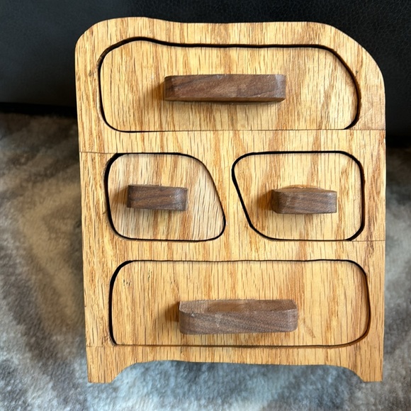 Handmade all Wood curved 4 drawer Trinket Box apothecary spice cabinet custom - Picture 11 of 11